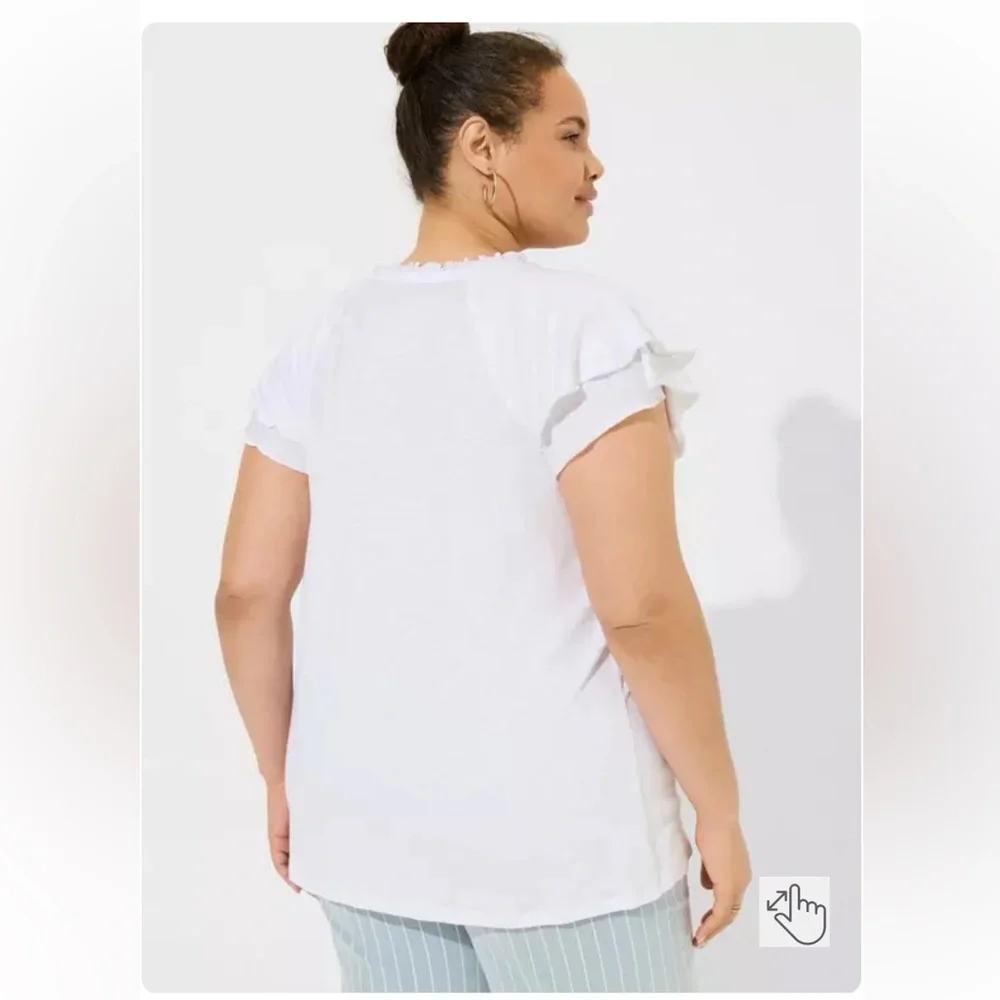 Torrid Vintage Slub Raglan Henley With Flutter Sleeves - Picture 7 of 15